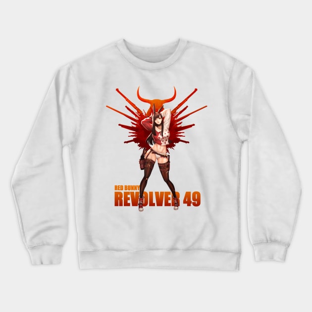 Red Bunny Revolver Crewneck Sweatshirt by Pan_Ren_Wei